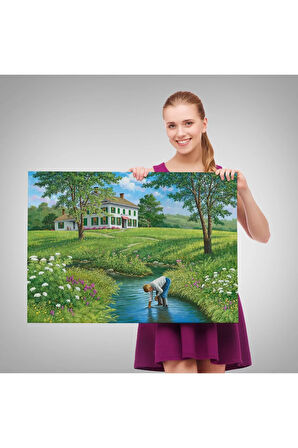 Akarsuda Oynayan Cocuk Tablosu-6533