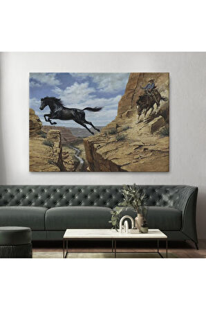 Atı Yakalamaya Çalışan Kavboy Tablosu-6537