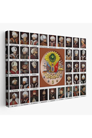 Osmanlı Padişahlarının Tümü Dekoratif Duvar Tablosu-6549