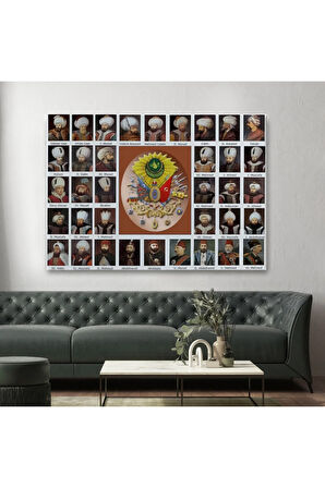 Osmanlı Padişahlarının Tümü Dekoratif Duvar Tablosu-6549