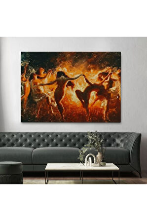 Şabat Ayinin De Ateş Etrafında Dans Eden Kadınlar Tablosu-6568