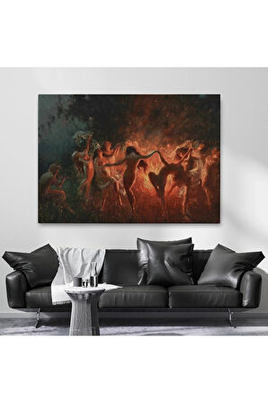Şabat Ayinin De Ateş Etrafında Dans Eden Kadınlar Tablosu - Fire Dance-6589