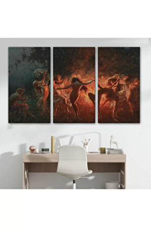 Şabat Ayinin De Ateş Etrafında Dans Eden Kadınlar Tablosu - Fire Dance-6589