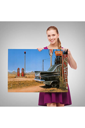 Kırmızı Klasik Araba Tablosu-6608