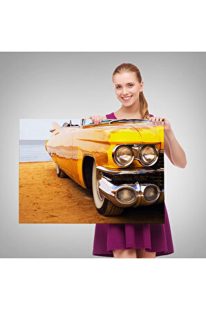 Kırmızı Klasik Araba Tablosu-6611