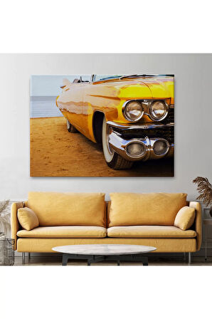 Sarı Klasik Araba Tablosu-6612