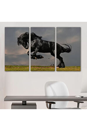 Şaha Kalkmış Siyah At Tablosu-6620