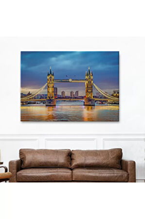 Londra Köprüsü  Gece Manzara Tablosu-6638