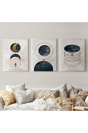 Duvar Tablo Seti 3 Parça Suluboya Soyut Sanat Koleksiyonu Dekoratif Tablo-ab-2