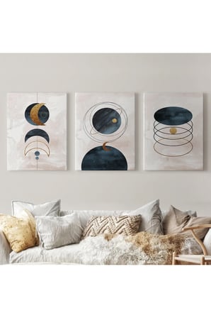 Duvar Tablo Seti 3 Parça Suluboya Soyut Sanat Koleksiyonu Dekoratif Tablo-ab-2