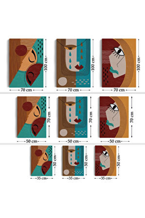 Yaratıcı Soyut Geometrik 3'lü Portre Seti Kanvas Duvar Tablosu-ad-4