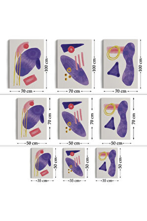 Suluboya Tarzı Soyut Modern 3 Lü Tablo Seti, Kanvas Duvar Tablosu-ae-5