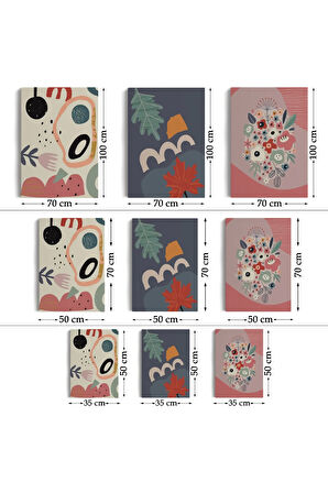 Renkli Çiçekler, Mutfak, Antre  Çağdaş Duvar Tablosu 3 Lü Set-aj-10