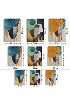 Modern Soyut Yüz Portleri 3 Lü Kanvas Duvar Tablo Seti-an-13