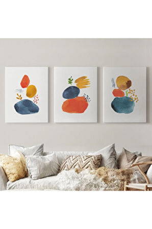 Suluboya Şekilleri Soyut Sanat Dekoratif Tablo Seti-aö-15