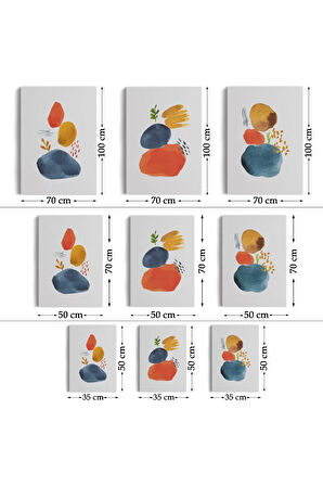 Suluboya Şekilleri Soyut Sanat Dekoratif Tablo Seti-aö-15