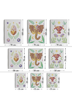 3’lü Tablo Hayvan Temalı Koleksiyon Dekoratif Şık Ve Modern Duvar Tablo Seti-at-20