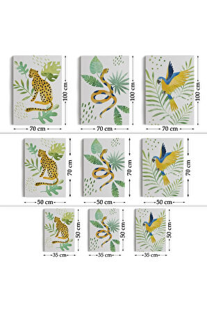 3’lü Tablo Vahşi Hayvanlar Temalı Koleksiyon Dekoratif Şık Ve Modern Duvar Tablo Seti-ay-24