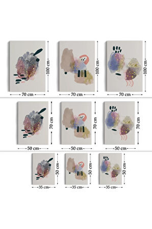 3’lü Tablo Soyut Figürlü Dekoratif Duvar Tablo Seti-az-25