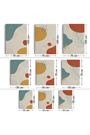 3’lü Tablo Soyut Şekiller Dekoratif Şık Ve Modern Duvar Tablo Seti-be-30