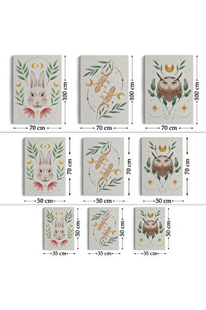 3’lü Tablo Vahşi Hayvanlar Temalı Dekoratif Duvar Tablo Seti-bn-38