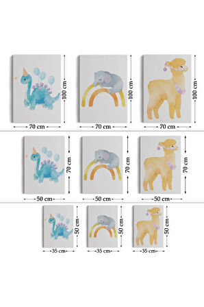 3’lü Tablo Şirin Hayvanlar Temalı Dekoratif Duvar Tablo Seti-bu-46