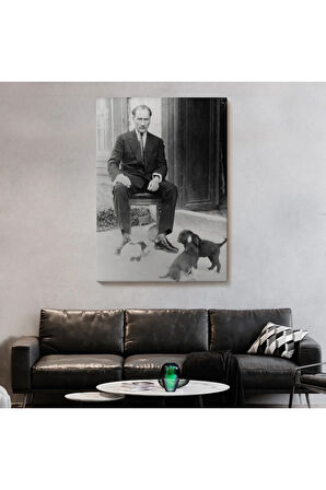 Atatürk Portre Tablosu Mustafa Kemal Atatürk Dikdörtgen Dekoratif Kanvas Tablo-ce-55
