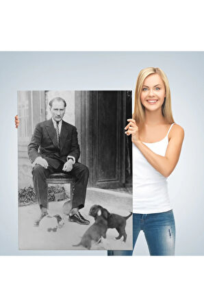 Atatürk Portre Tablosu Mustafa Kemal Atatürk Dikdörtgen Dekoratif Kanvas Tablo-ce-55