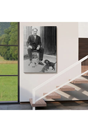 Atatürk Portre Tablosu Mustafa Kemal Atatürk Dikdörtgen Dekoratif Kanvas Tablo-ce-55