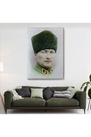 Atatürk Portre Tablosu Mustafa Kemal Atatürk Dikdörtgen Dekoratif Kanvas Tablo-cf-56