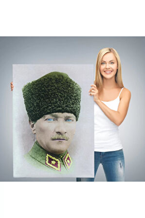 Atatürk Portre Tablosu Mustafa Kemal Atatürk Dikdörtgen Dekoratif Kanvas Tablo-cf-56