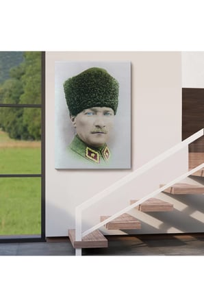 Atatürk Portre Tablosu Mustafa Kemal Atatürk Dikdörtgen Dekoratif Kanvas Tablo-cf-56