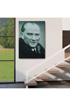 Atatürk Portre Tablosu Mustafa Kemal Atatürk Dikdörtgen Dekoratif Kanvas Tablo-cg-57