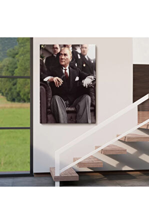 Atatürk Portre Tablosu Mustafa Kemal Atatürk Dikdörtgen Dekoratif Kanvas Tablo-ch-58