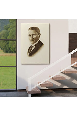 Atatürk Portre Tablosu Mustafa Kemal Atatürk Dikdörtgen Dekoratif Kanvas Tablo-cı-59
