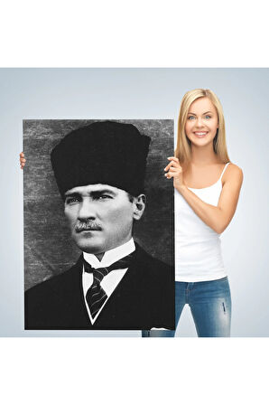 Atatürk Portre Tablosu Mustafa Kemal Atatürk Dikdörtgen Dekoratif Kanvas Tablo-cj-60