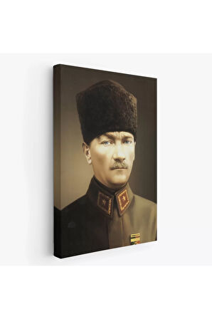 Atatürk Portre Tablosu Mustafa Kemal Atatürk Dikdörtgen Dekoratif Kanvas Tablo-ck-61