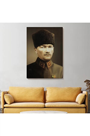 Atatürk Portre Tablosu Mustafa Kemal Atatürk Dikdörtgen Dekoratif Kanvas Tablo-ck-61
