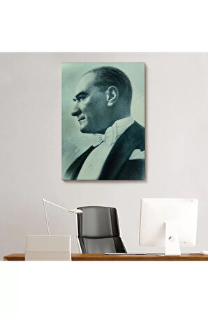 Atatürk Portre Tablosu Mustafa Kemal Atatürk Dikdörtgen Dekoratif Kanvas Tablo-cn-63