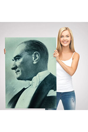 Atatürk Portre Tablosu Mustafa Kemal Atatürk Dikdörtgen Dekoratif Kanvas Tablo-cn-63