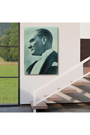 Atatürk Portre Tablosu Mustafa Kemal Atatürk Dikdörtgen Dekoratif Kanvas Tablo-cn-63