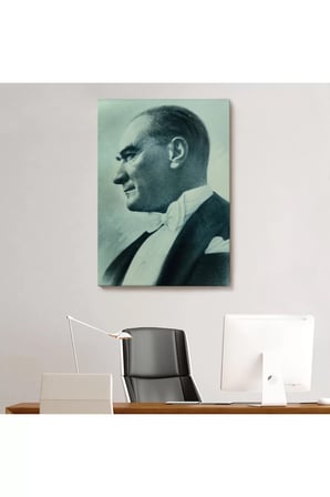 Atatürk Portre Tablosu Mustafa Kemal Atatürk Dikdörtgen Dekoratif Kanvas Tablo-cn-63