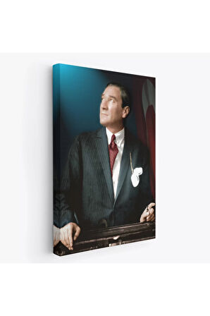 Atatürk Portre Tablosu Mustafa Kemal Atatürk Dikdörtgen Dekoratif Kanvas Tablo-co-64