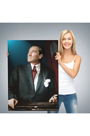 Atatürk Portre Tablosu Mustafa Kemal Atatürk Dikdörtgen Dekoratif Kanvas Tablo-co-64