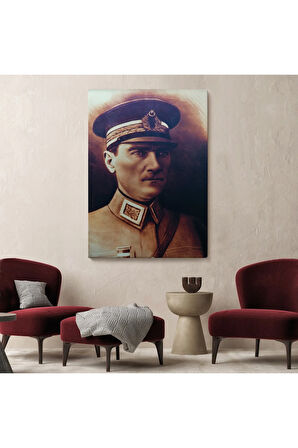 Atatürk Portre Tablosu Mustafa Kemal Atatürk Dikdörtgen Dekoratif Kanvas Tablo-cö-66