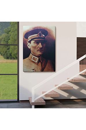Atatürk Portre Tablosu Mustafa Kemal Atatürk Dikdörtgen Dekoratif Kanvas Tablo-cö-66