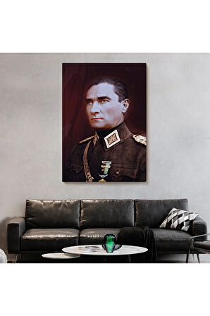 Atatürk Portre Tablosu Mustafa Kemal Atatürk Dikdörtgen Dekoratif Kanvas Tablo-cp-67
