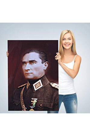 Atatürk Portre Tablosu Mustafa Kemal Atatürk Dikdörtgen Dekoratif Kanvas Tablo-cp-67