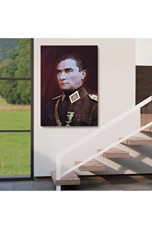 Atatürk Portre Tablosu Mustafa Kemal Atatürk Dikdörtgen Dekoratif Kanvas Tablo-cp-67