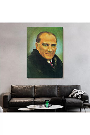 Atatürk Portre Tablosu Mustafa Kemal Atatürk Dikdörtgen Dekoratif Kanvas Tablo-cş-70